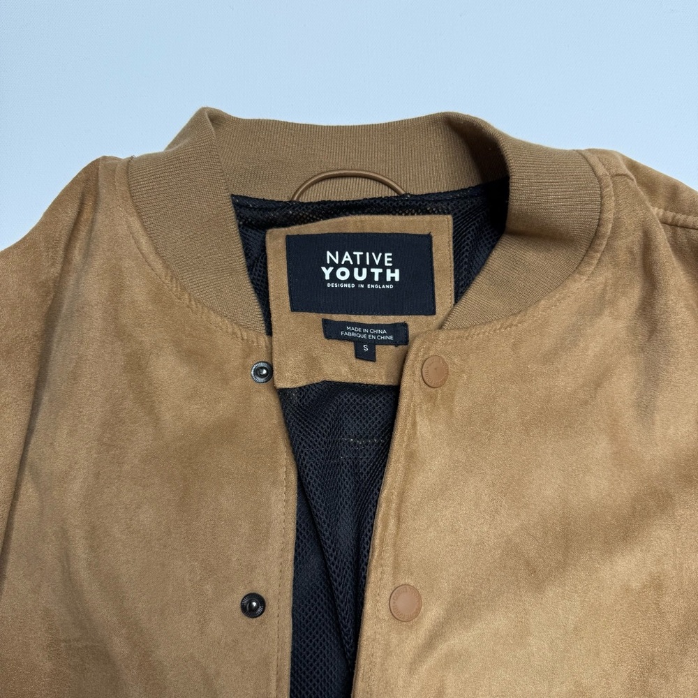 Native Youth X UO Urban Outfitters Faux Suede Bomber Jacket Y2K - Picture 3 of 4
